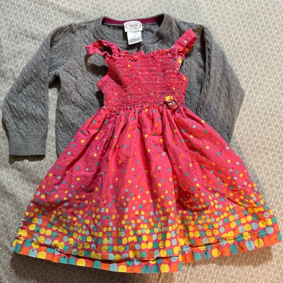 Talbots Gray Sweater with Polkadot Casual Dress (Sz 2 - Set) - Picture 1 of 7